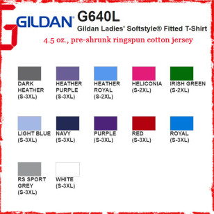Gildan Ladies' Softstyle G640L 4.5 oz. Fitted Jersey Women T Shirt (Slim Fit -Special Order)